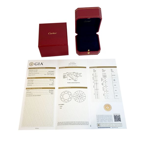 Cartier 1895 Diamond Engagement Ring in Platinum G VS2 1.38 CTW - Picture 5 of 5